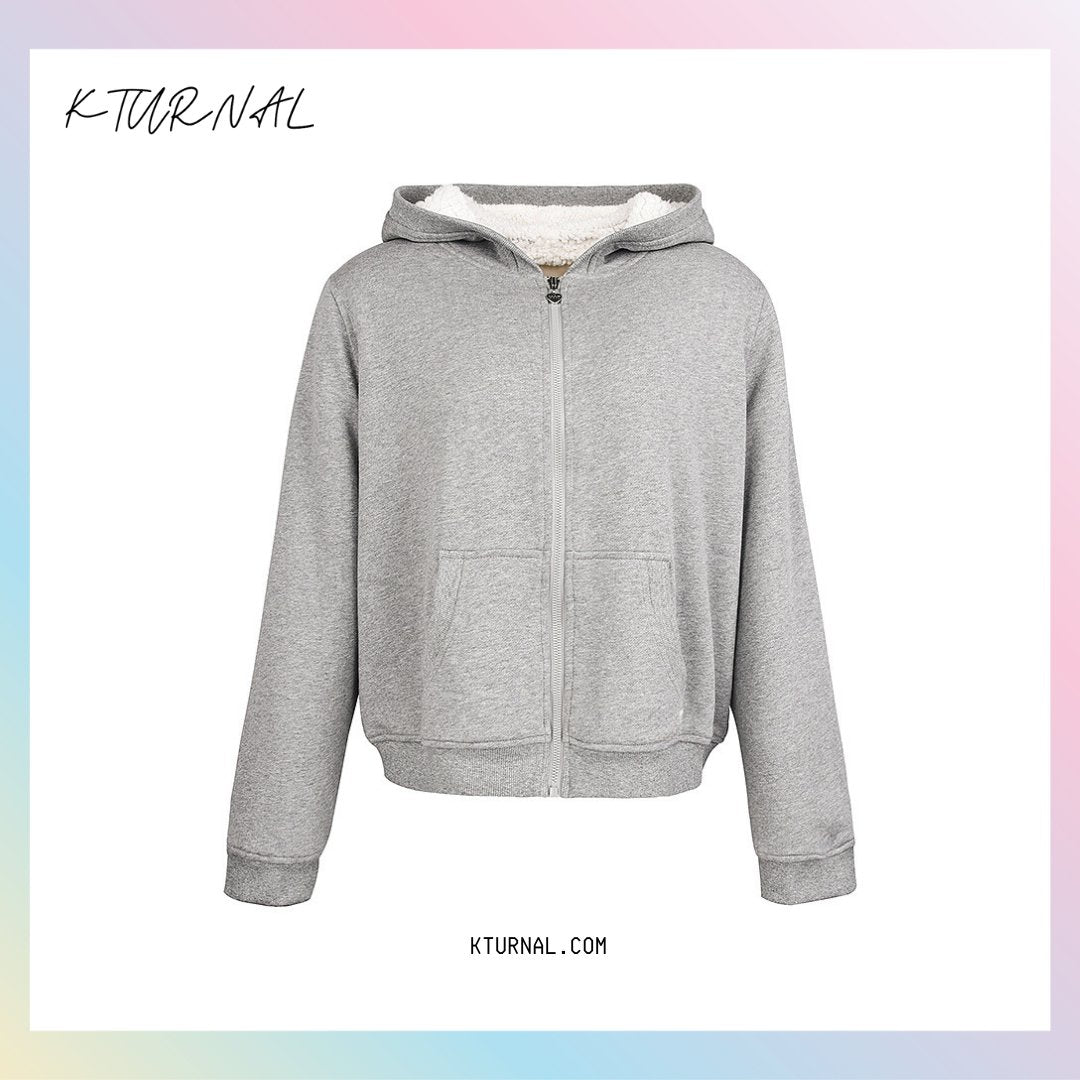 Grey American Street Style Hooded Fleece Jacket - KTURNAL – Kturnal