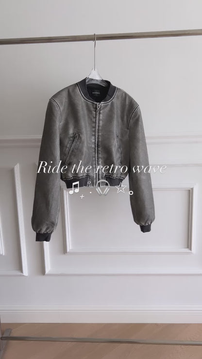 Manhattan Old Town Washed Retro Motorcycle Jacket