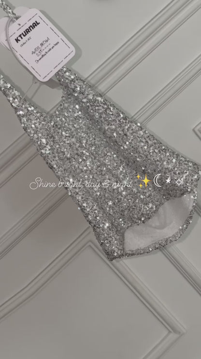 Shimmering French Slim-Fit Sparkle Tank Top