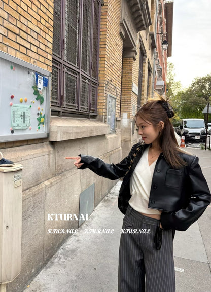 Textured Leather - Look Cropped Jacket - Kturnal