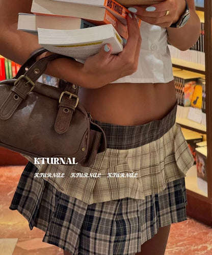 Vintage Plaid A - line Pleated Skort - Kturnal