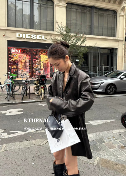 Vintage PU Leather Jacket - Kturnal