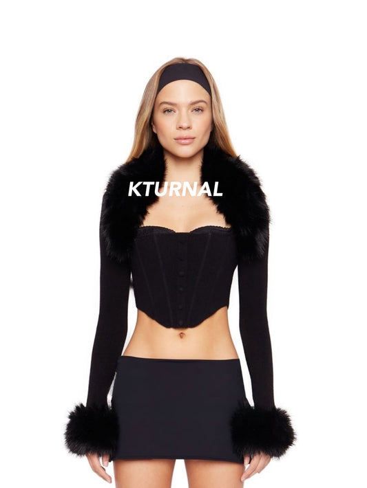 23FW Limited Edition Faux Fur Collar and Cuff Vest Jacket - Kturnal