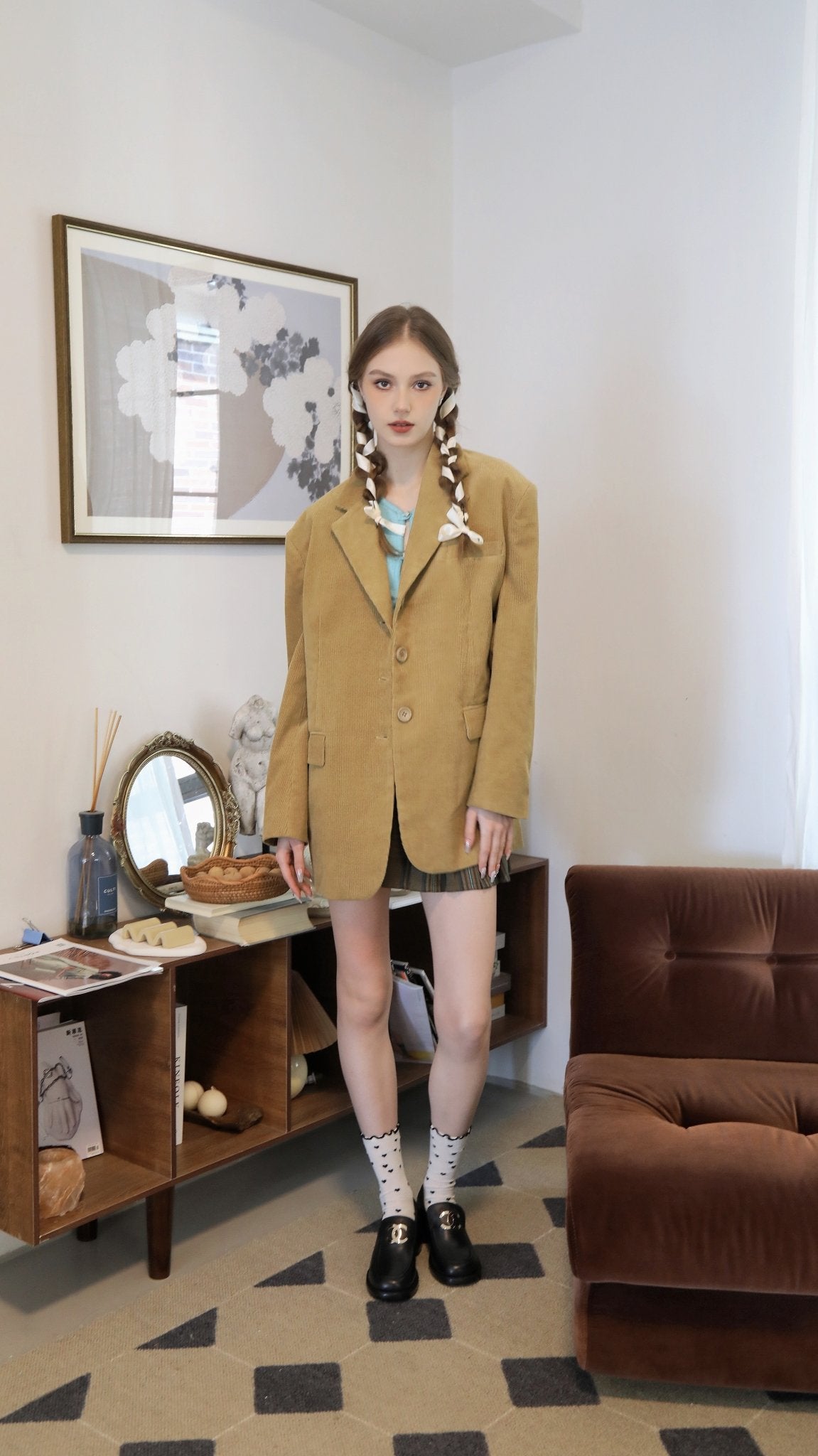 23FW "Magazine Chic" Vintage-Inspired Loose Corduroy Blazer - Kturnal