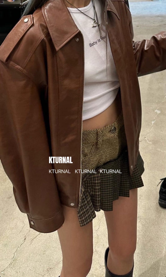 23FW Merlade Vintage American Retro Jacket with Turn-Down Collar - Kturnal