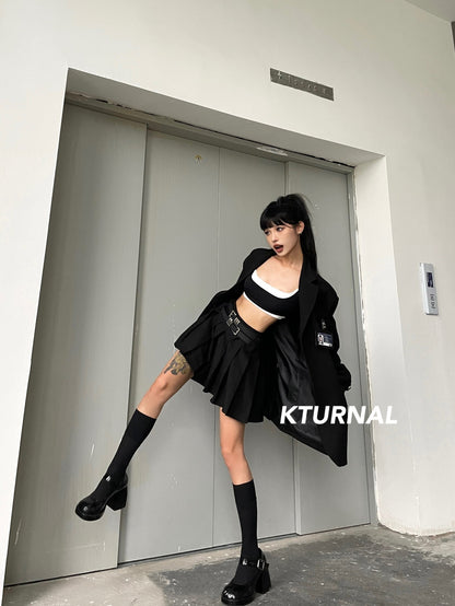 23FW "Urban Chic" Oversized Blazer Jacket in Sophisticated Black - Kturnal