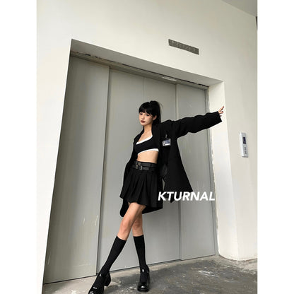 23FW "Urban Chic" Oversized Blazer Jacket in Sophisticated Black - Kturnal