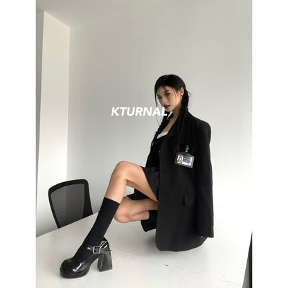 23FW "Urban Chic" Oversized Blazer Jacket in Sophisticated Black - Kturnal