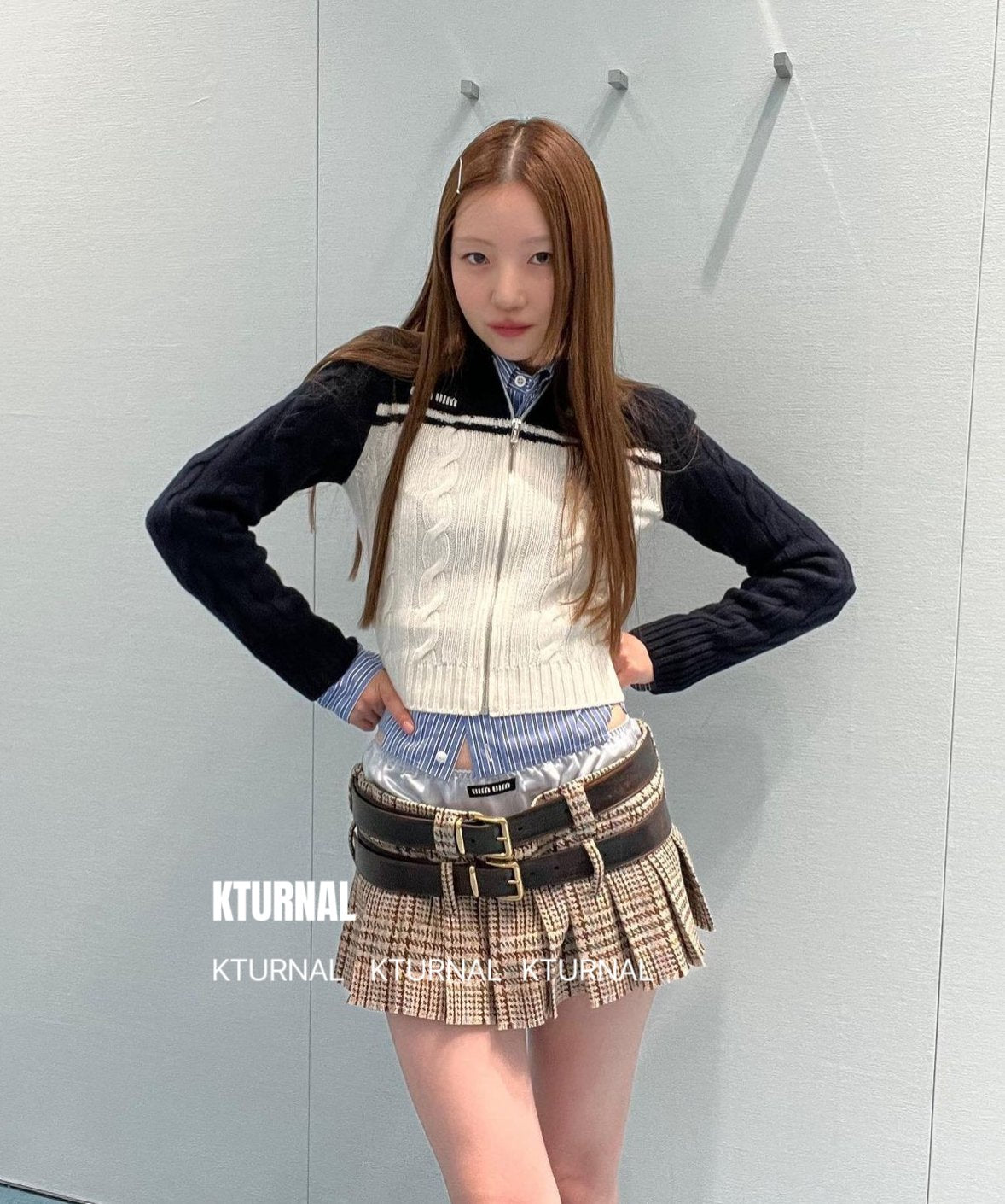 23FW Woolen Pleated Skirt - Youthful College Style Asymmetrical Mini - Kturnal