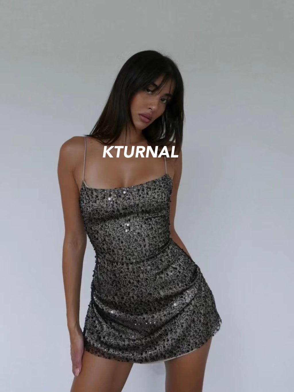 23SS Black Swan Sequin Dress - Kturnal