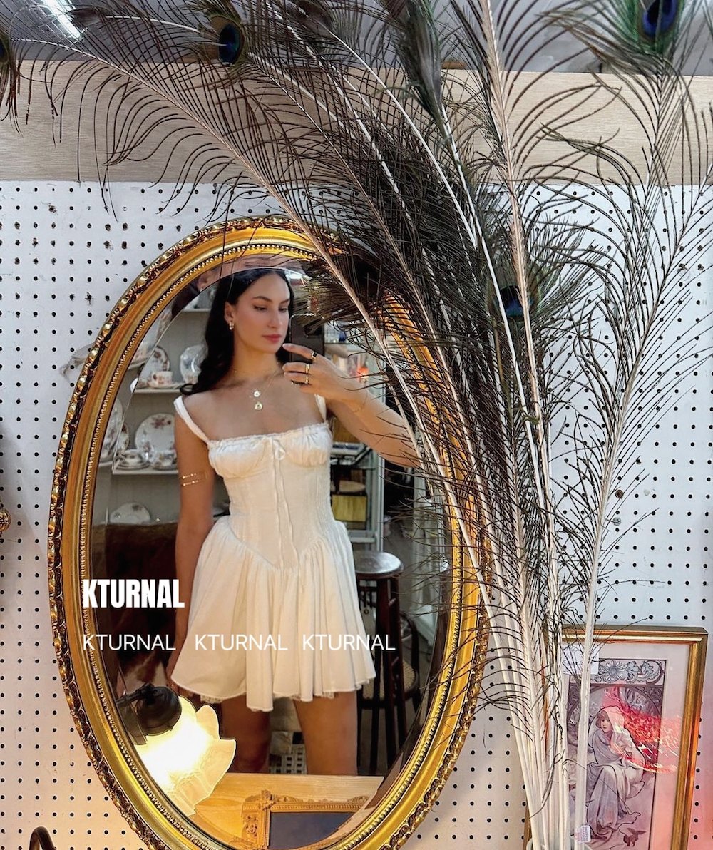 23SS Eden Girl French Vintage White Dress Slimming Dress - Kturnal