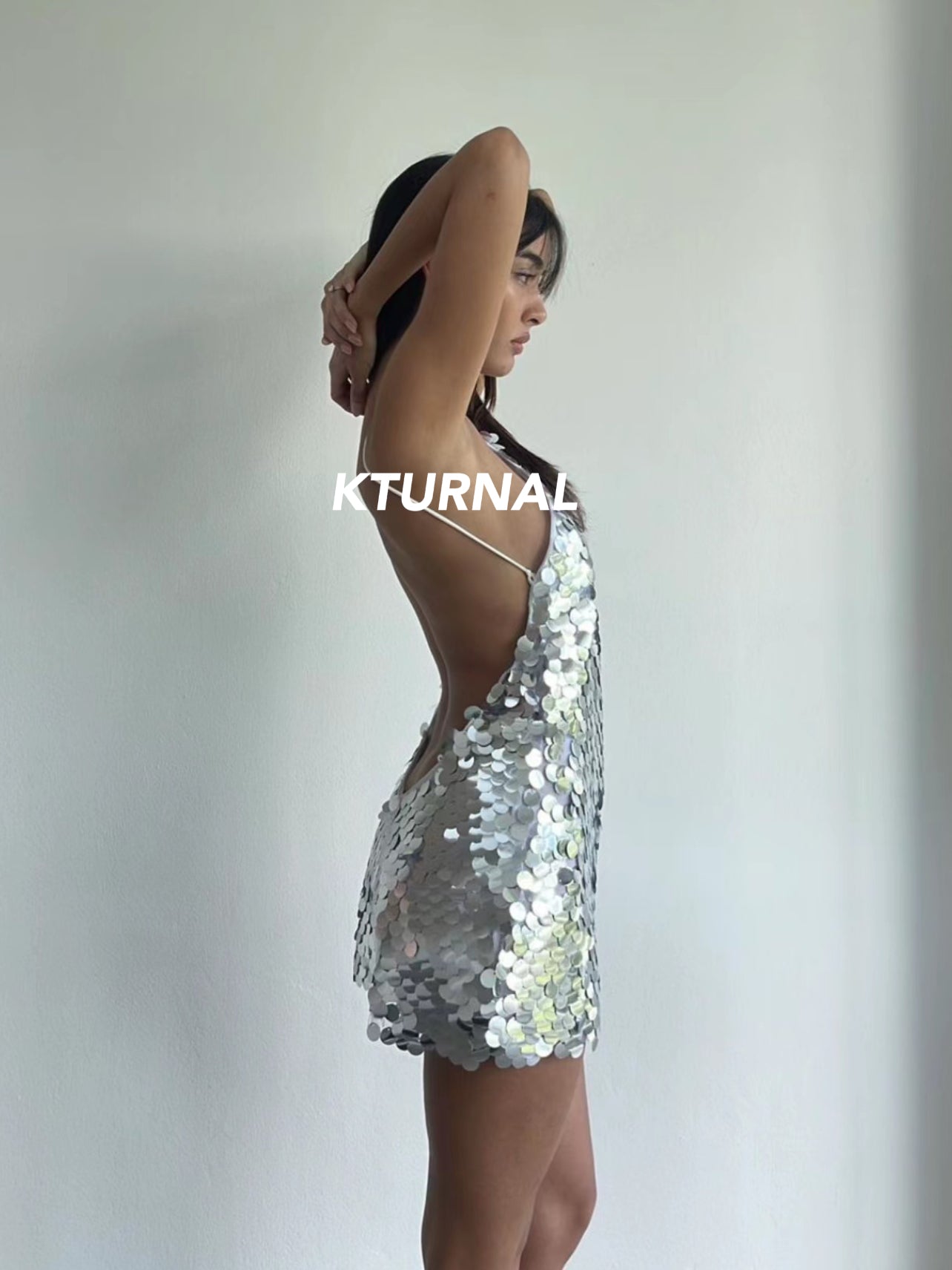 23SS "Liquid Elegance" Metallic Sparkle Slim Strap Dress - Kturnal