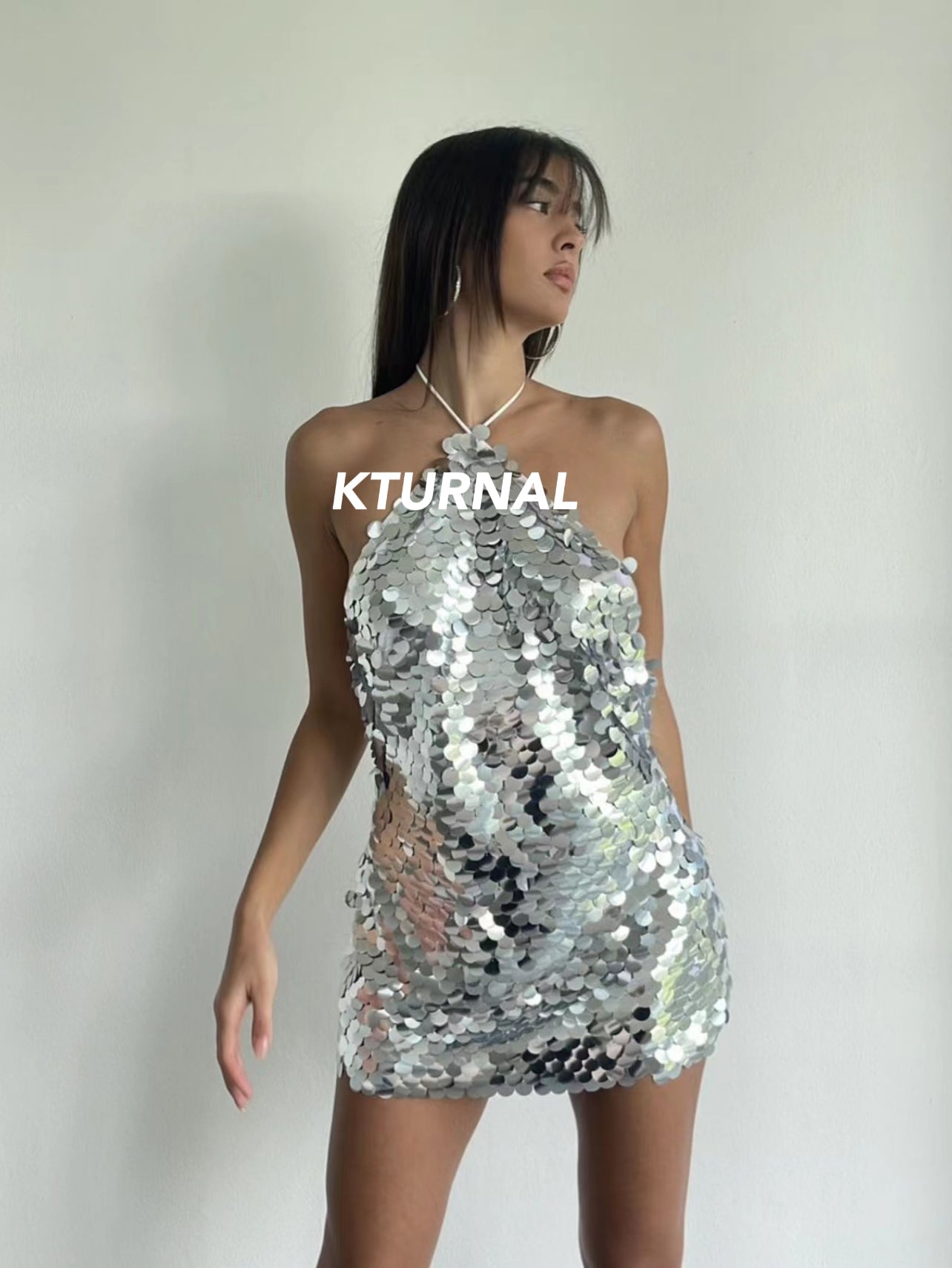 23SS "Liquid Elegance" Metallic Sparkle Slim Strap Dress - Kturnal