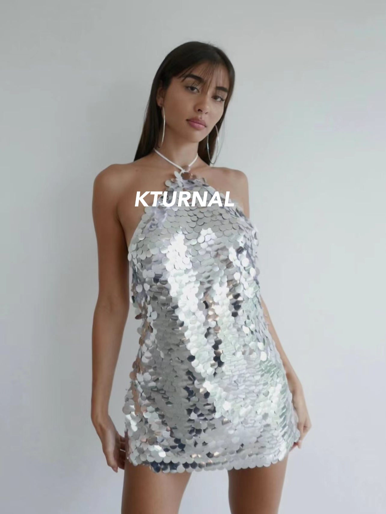 23SS "Liquid Elegance" Metallic Sparkle Slim Strap Dress - Kturnal