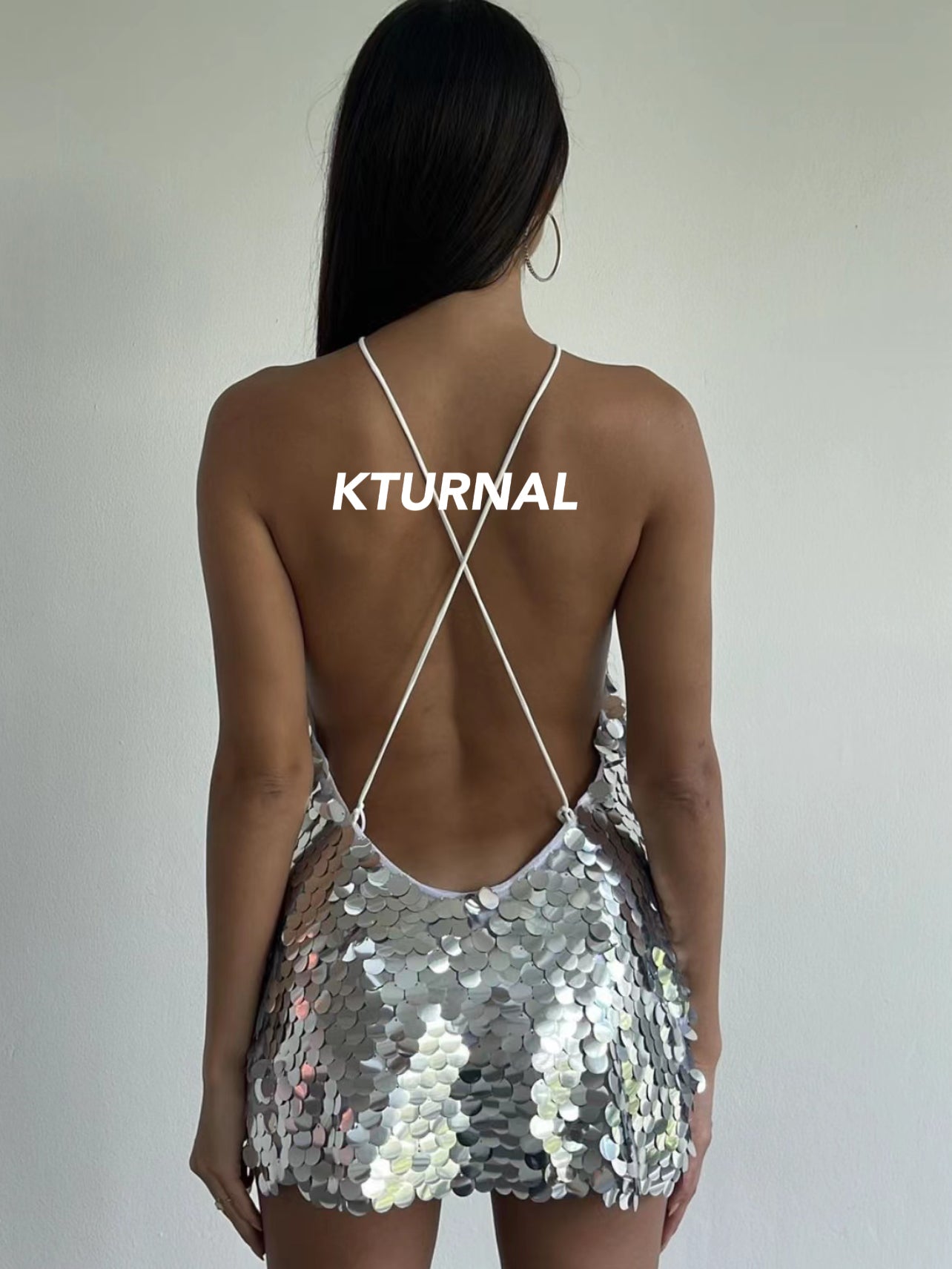 23SS "Liquid Elegance" Metallic Sparkle Slim Strap Dress - Kturnal