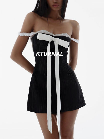 23SS Retro Street Academia Barbie-Inspired Cute Butterfly Collar Dress - Kturnal