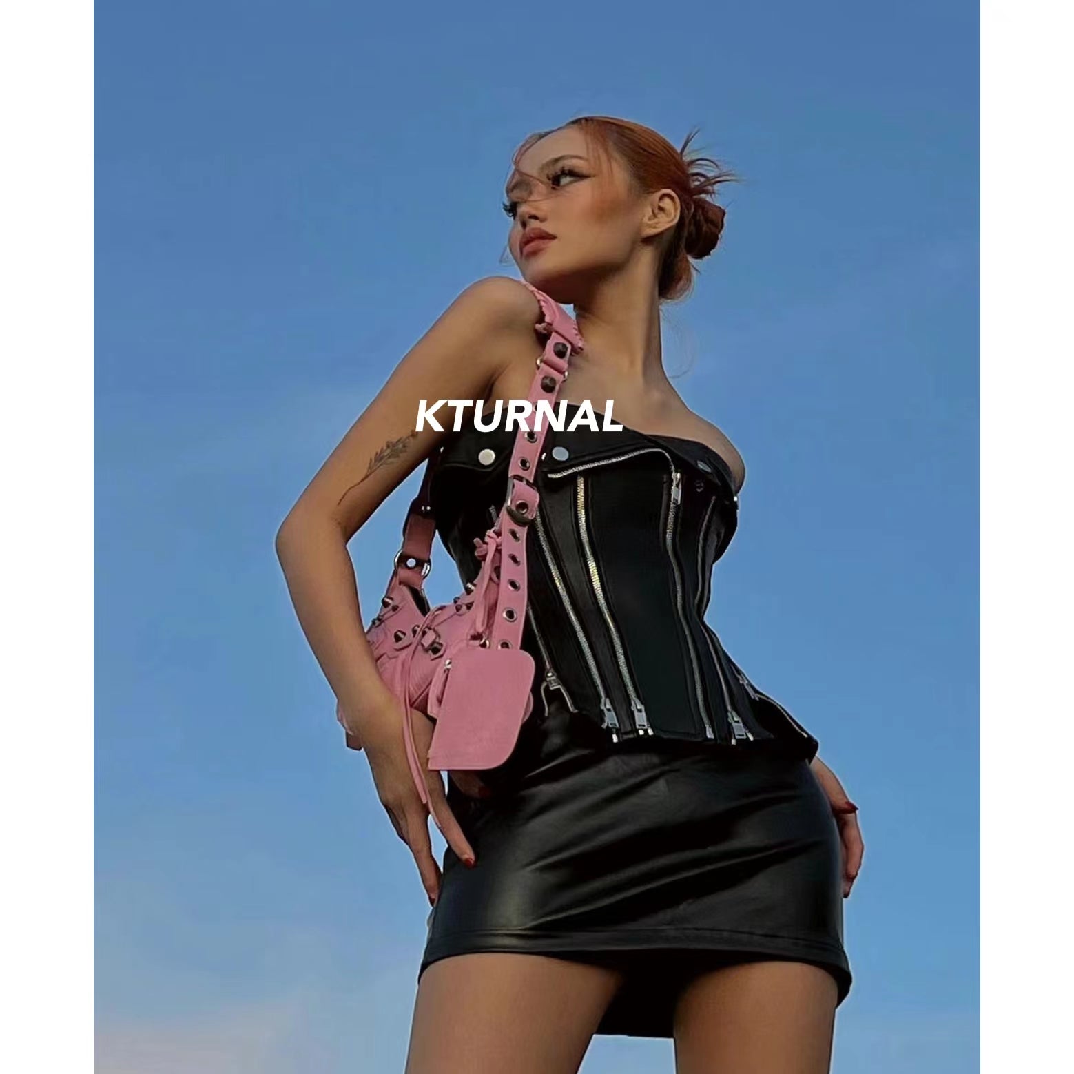 23SS Sexy Heavyweight Leather Slimming Tube Top - Kturnal