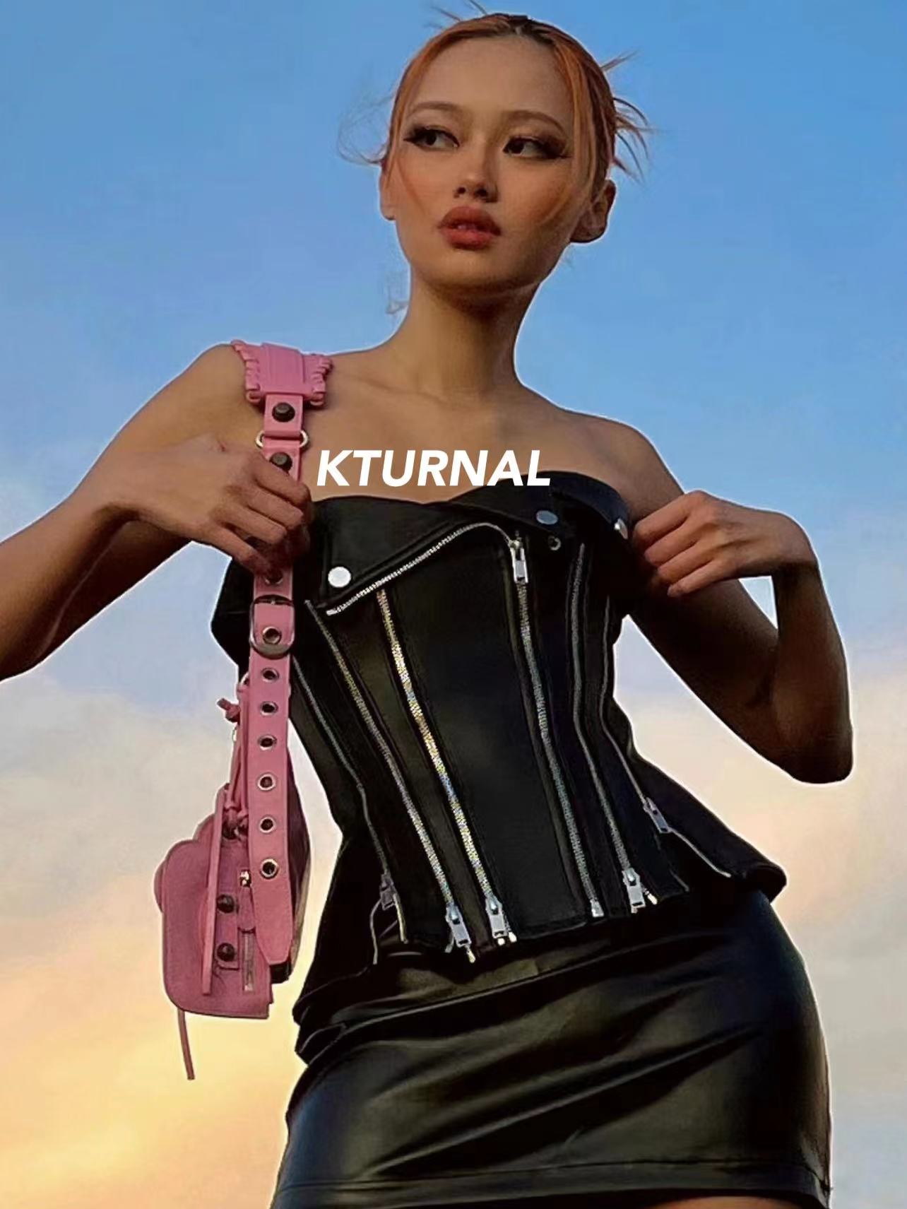 23SS Sexy Heavyweight Leather Slimming Tube Top - Kturnal