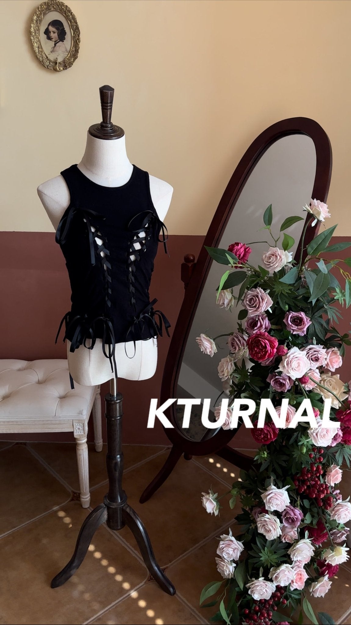 23SS "Street Chic" American Ribbon Tie Tank Top - Kturnal