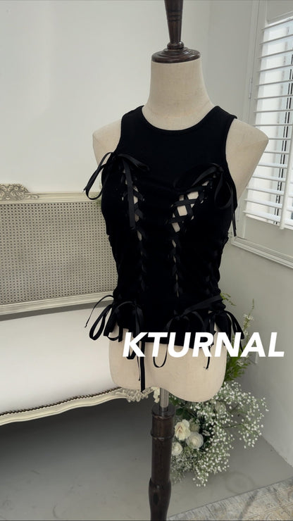 23SS "Street Chic" American Ribbon Tie Tank Top - Kturnal