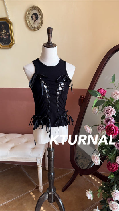 23SS "Street Chic" American Ribbon Tie Tank Top - Kturnal