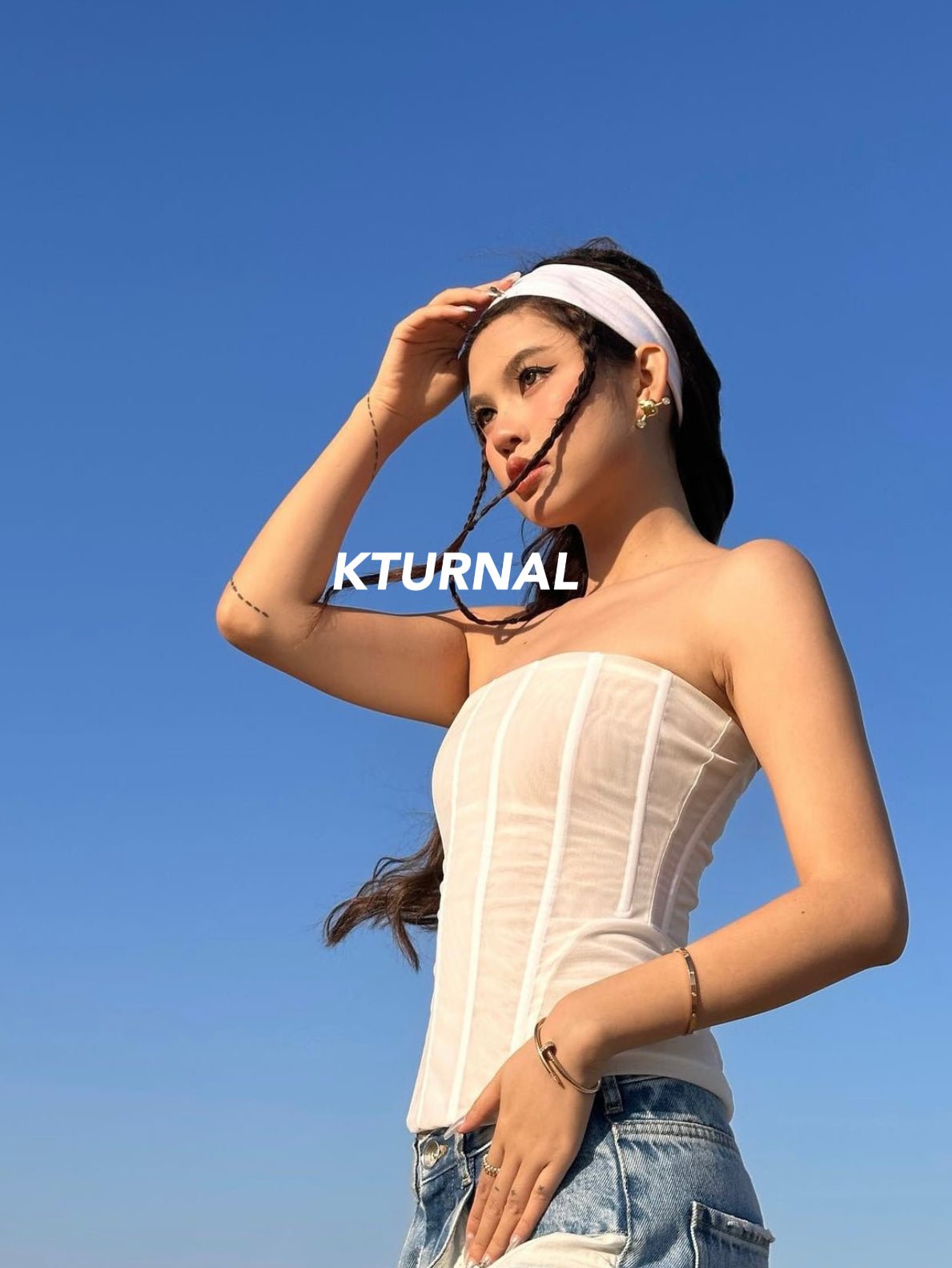 23SS Summer Bubble Pear Dopamine Outfit Spicy Girl Pure Desire Tube Top - Kturnal