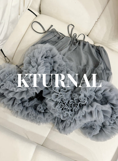 "Ballet Breeze" Grey Layered Lace Skirt - Kturnal