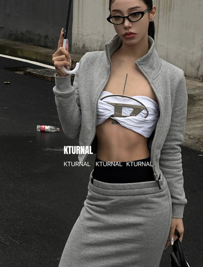 Metal Lettering American Street Style Slim Fit Tube Top - Kturnal