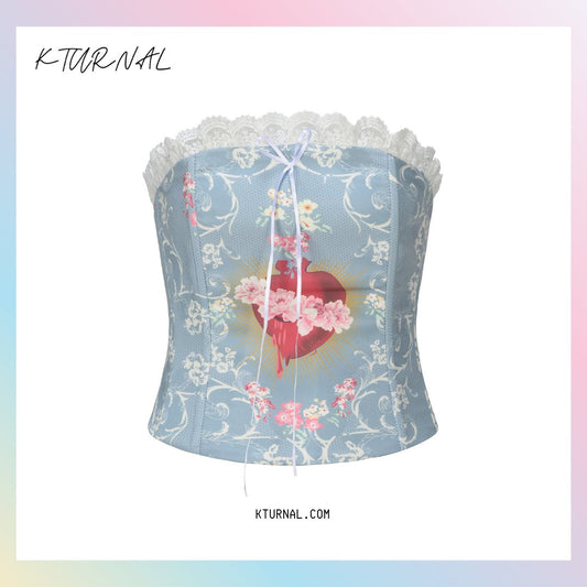 Vintage Cartoon Print Bustier - Kturnal